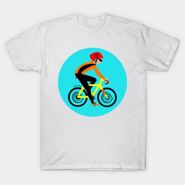 Cyclist, woman on a  yellow bike T-Shirt by marina63